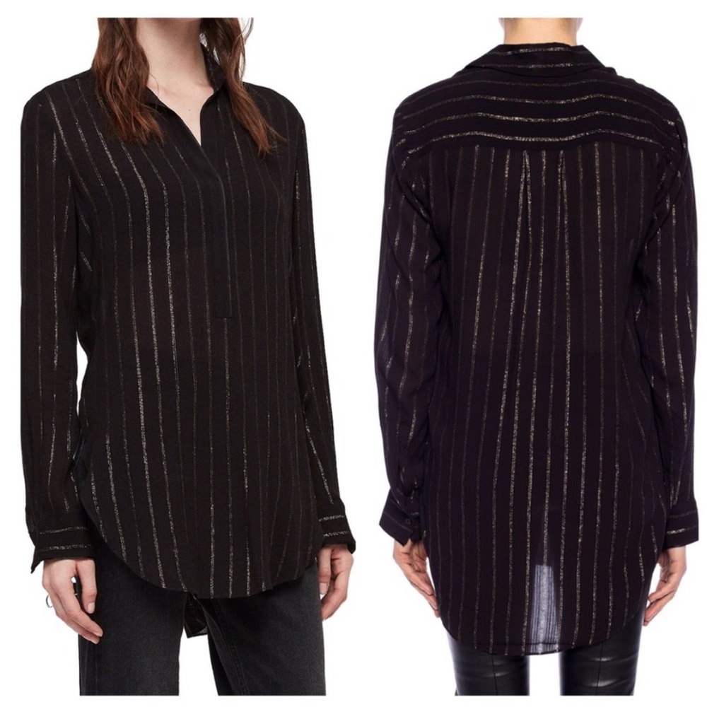 ALL SAINTS Keri Metallic Striped Tunic Top